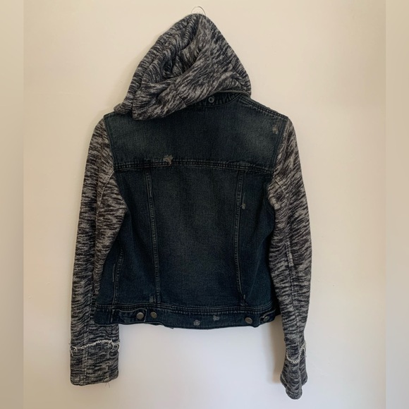Free People Denim Sweatshirt Jacket Washed Black Distressed Size M - Picture 5 of 9